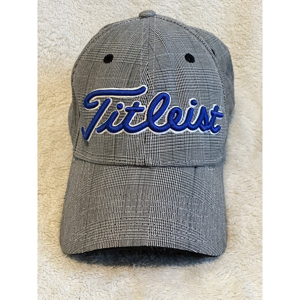 Titleist Black Plaid Embossed Spellout Golf Hat Cap Putt Drive Tee Adjustable